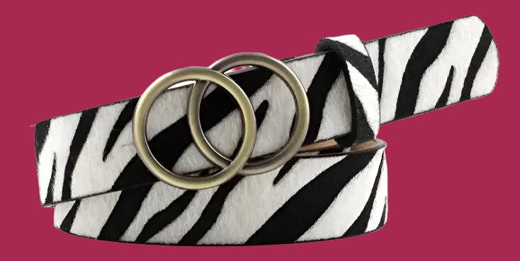 Fashion Belt with Silver or Gold Double Ring Buckle, PU - Just The Fly Way