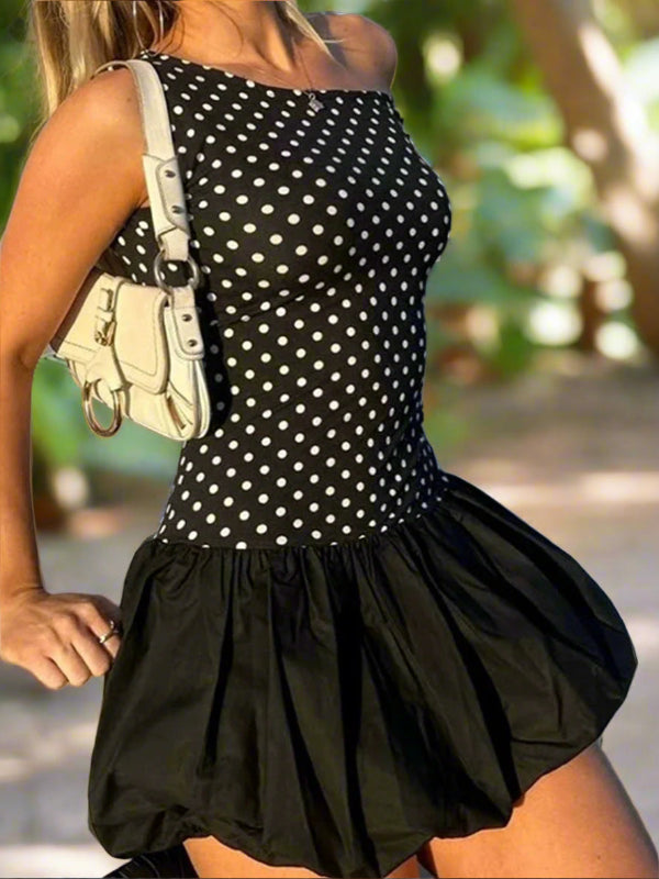 Chic Sleeveless Mini Dress with Floral Pattern, V-Neck, and A-Line Cut Perfect for Summer Gatherings - Just The Fly Way