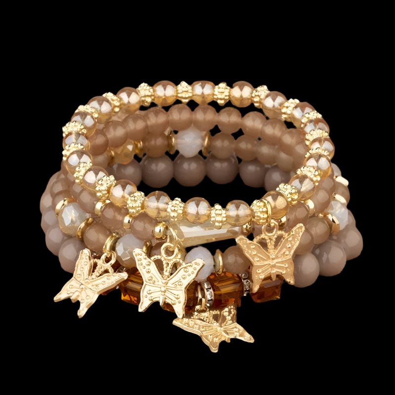 Trendy Butterfly Beaded Four Bracelet Set - Just The Fly Way