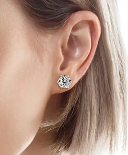 Shine Bright Moissanite Stud Earrings for Men & Women in 18K Gold-Plated Silver - Perfect for Weddings & Special Occasions - Just The Fly Way