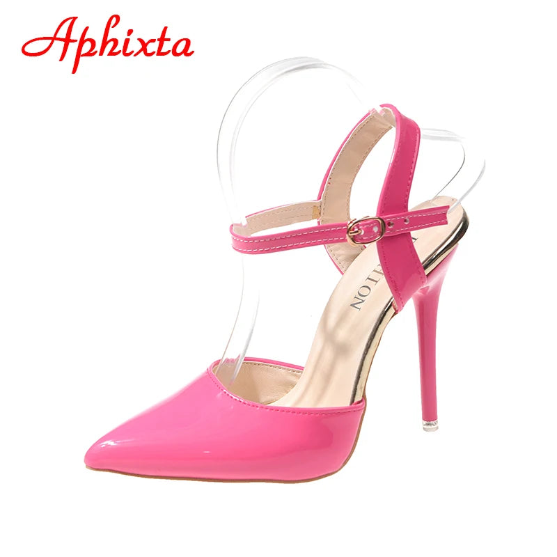 Fashionable, Bold and Beautiful DressWomen's Aphixta 12cm Super High Stiletto Heels Ankle Strap Sandals Pointed Toe Party Heels : Extended Sizes