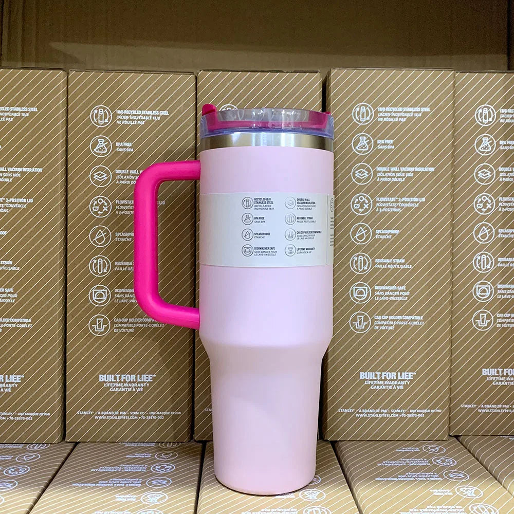 40oz Handle Straw Vacuum Insulated Car Mug Star Blue Lid Stainless Steel Double Wall Thermal Iced Travel Cup for s