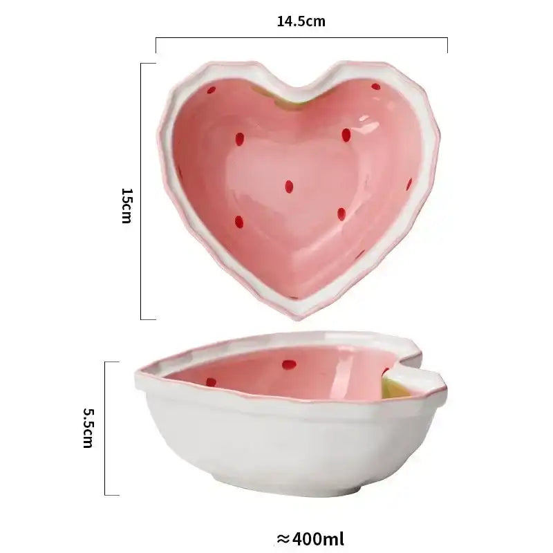 Cute Strawberry Ceramic Anti-scald Bowls and Spoon - Just The Fly Way