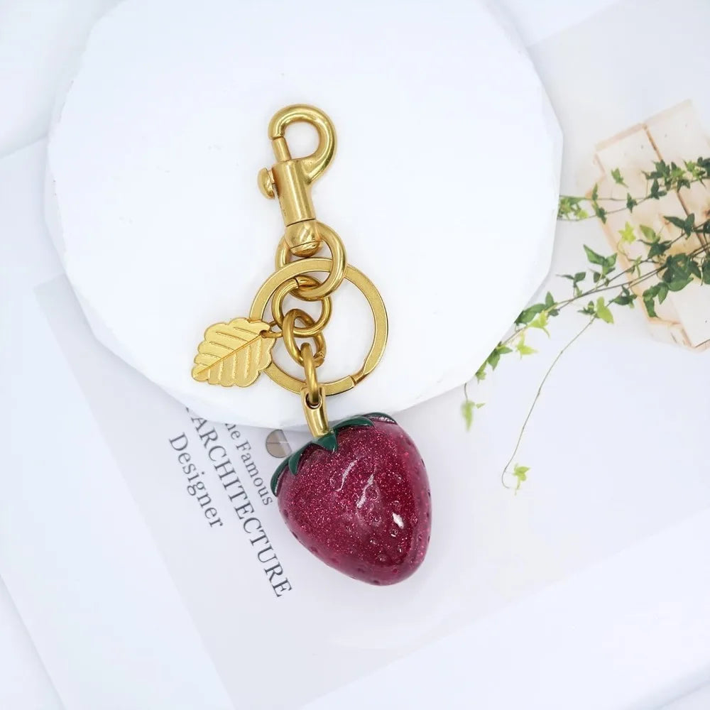 Cherry Keychain for Women Apple Strawberry Bag Charm Key Chain Accessories Gifts for Birthday Christmas - Just The Fly Way