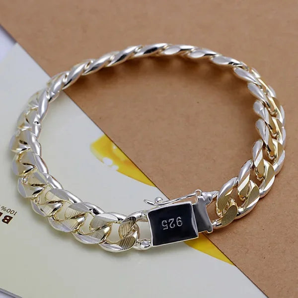 Shine On Sterling Silver Chain Bracelet for Men & Women - Perfect for Parties, Gifts & Weddings - Just The Fly Way