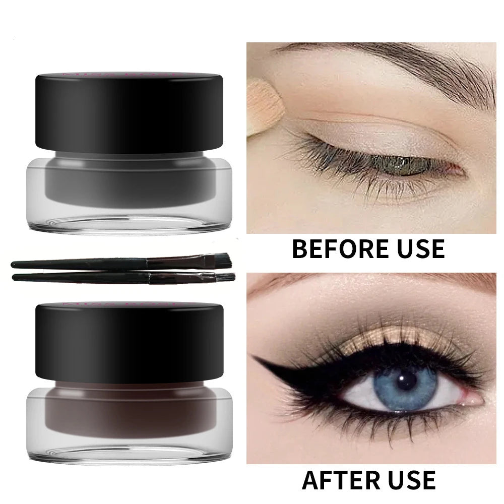 Two-Color, Two-Bottle, Natural, Easy-to-Apply, Sweat-Proof, Waterproof, Durable, Non-Smudging Eyeliner Cream Set