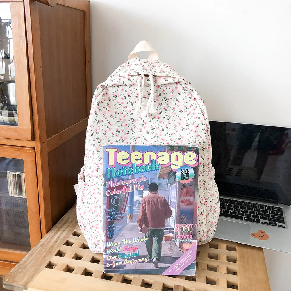Casual Floral Prints Women Backpack Girls Bookbags Large Capacity Students School Bags Travel Backpack Mochilas with Pendants - Just The Fly Way