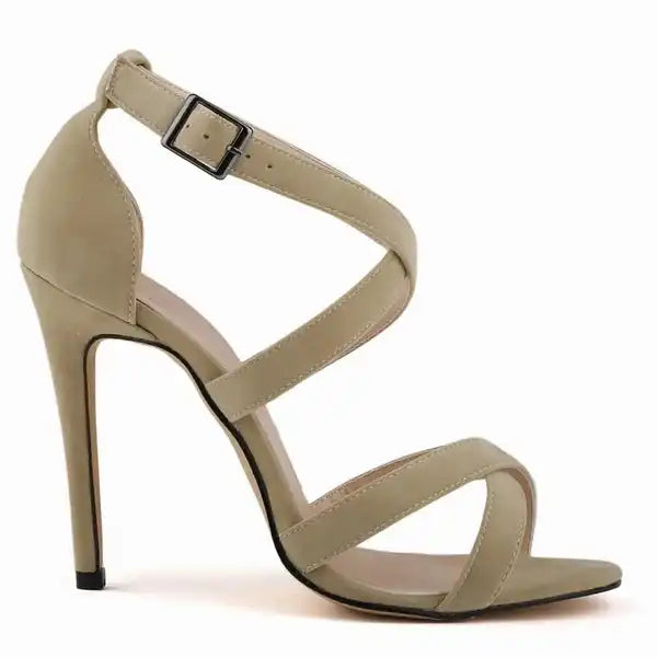 New Sexy Women Sandals Fashion Open Toe Ankle Straps High Heels Summer 11cm Thin Heel Party Dress Shoes Plus Size