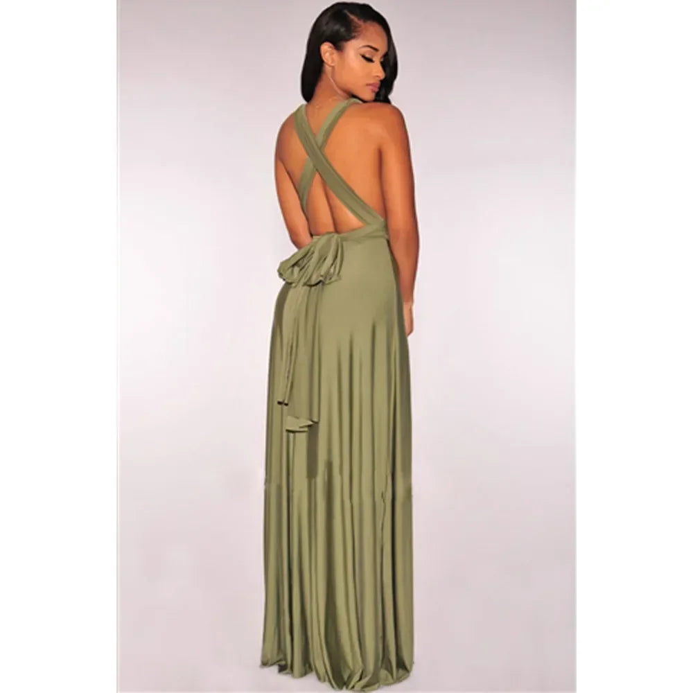 Fashionable, Bold and Beautiful DressWomen's Fashion V-neck Sleeveless Ankle-Length Slim Fit Bohemian Style Summer Maxi Dress