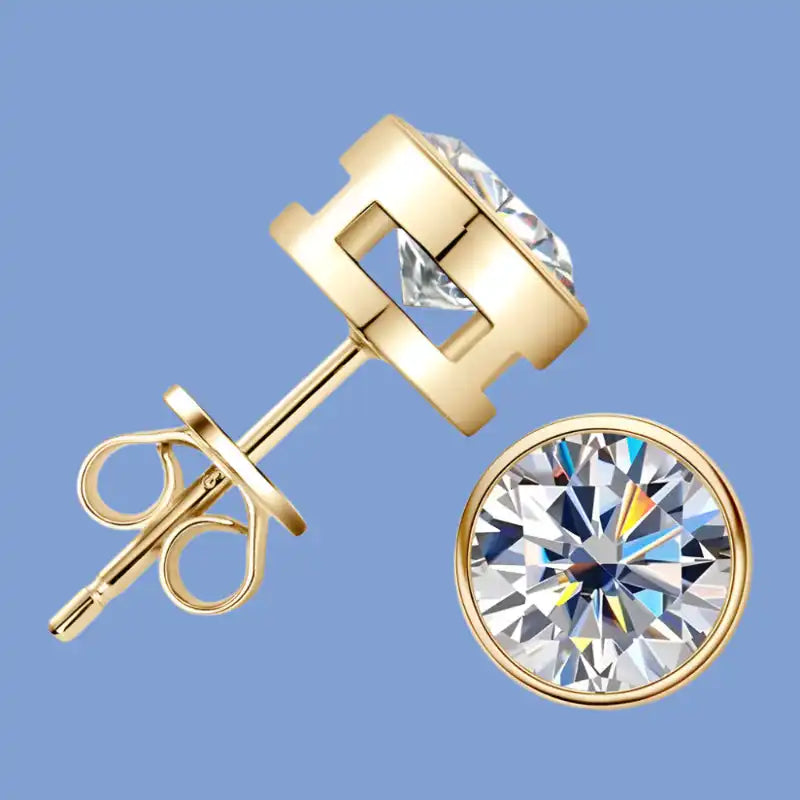 Shine Bright Moissanite Stud Earrings for Men & Women in 18K Gold-Plated Silver - Perfect for Weddings & Special Occasions - Just The Fly Way