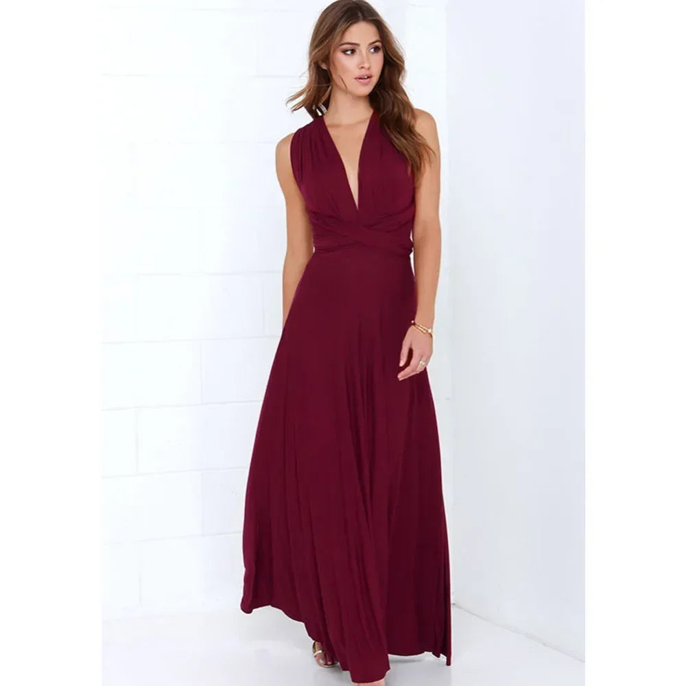 Fashionable, Bold and Beautiful DressWomen's Fashion V-neck Sleeveless Ankle-Length Slim Fit Bohemian Style Summer Maxi Dress