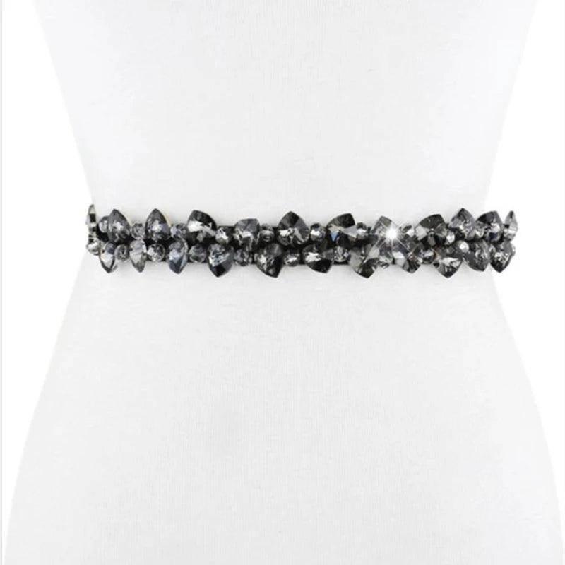 Accessories Fashion Crystal Belt, Elastic Black, with Gold, Black, or White Belt - Just The Fly Way