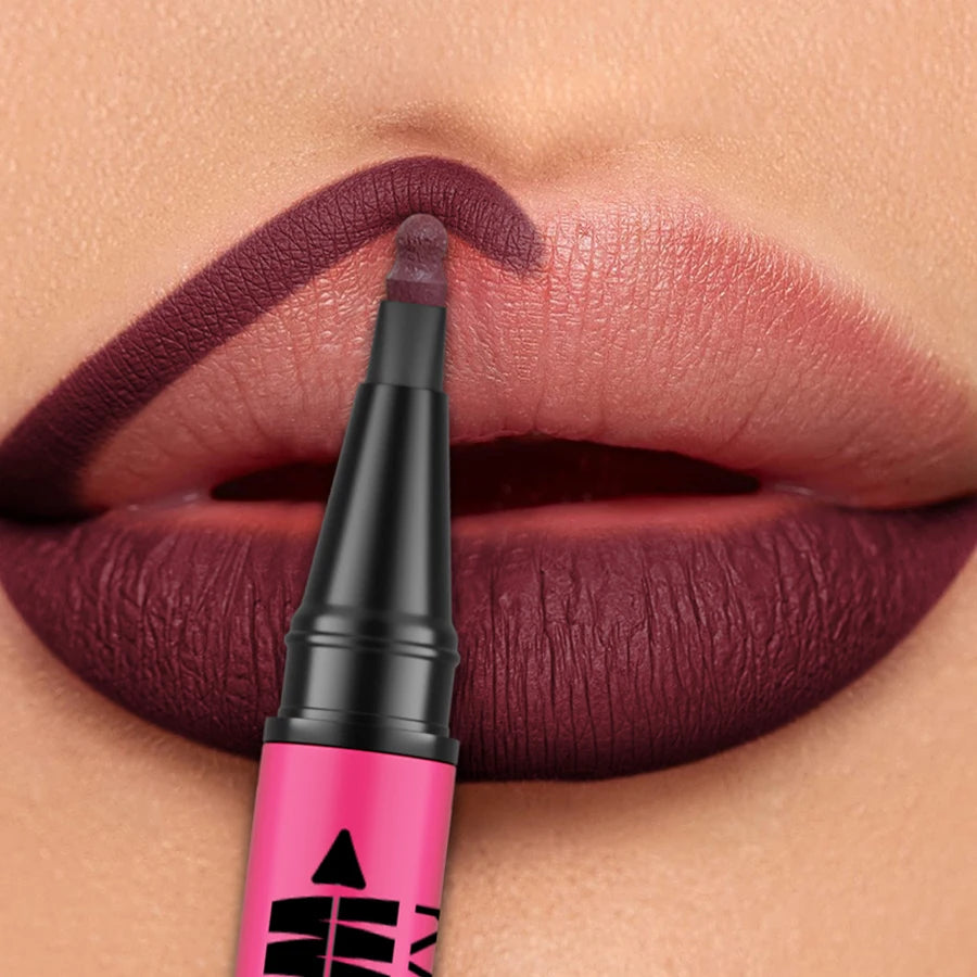 Fashionable, Bold and Beautiful Dress1PC Liquid Matte12-Color Lipliner Pencil Waterproof Plumping Stain Lipstick Natural Lip Liner Outline Lips Contour Makeup