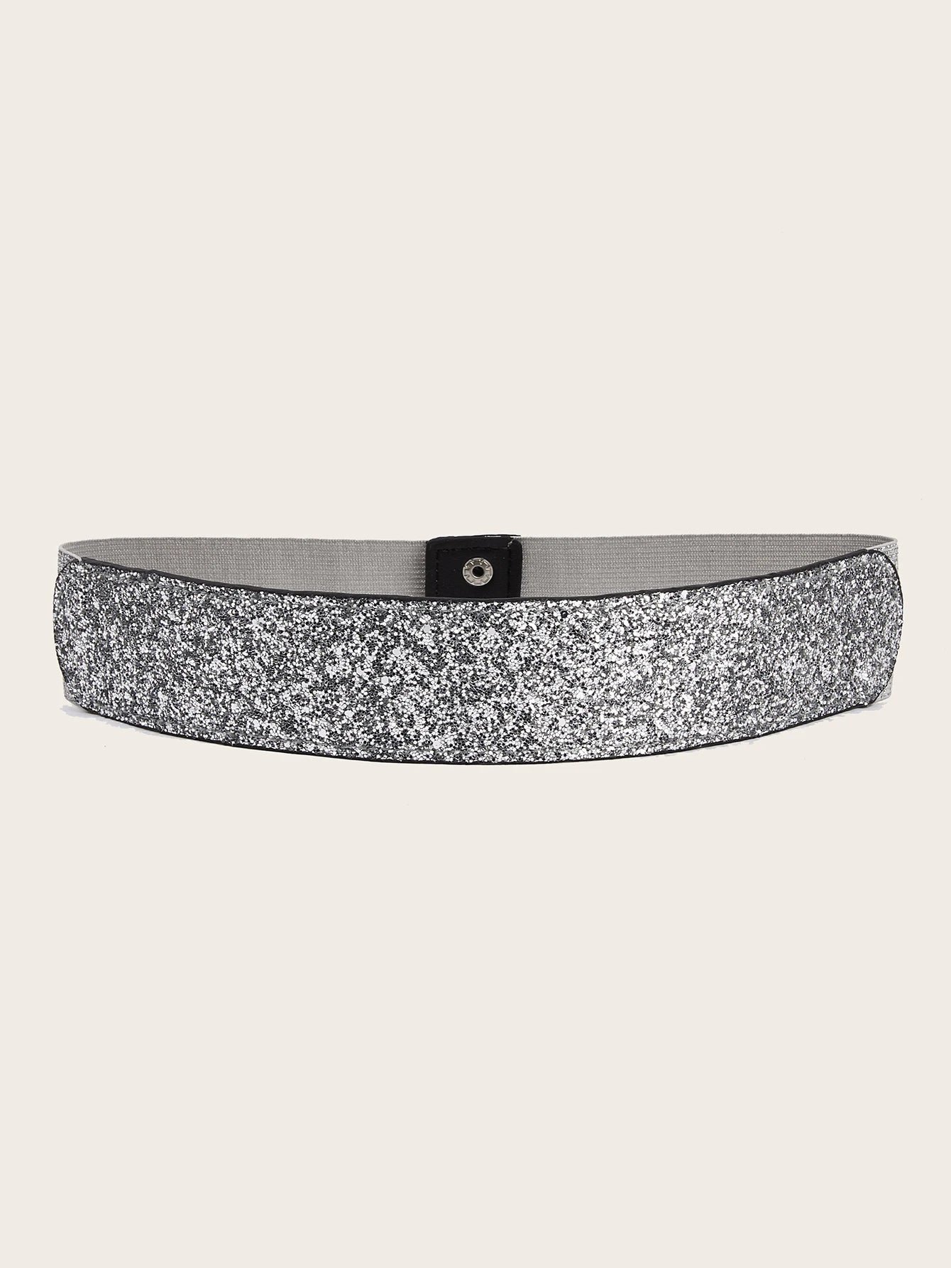 Wide Sparkle Rhinestone Elastic Dress Belt, Stretchy Shiny Party Belt