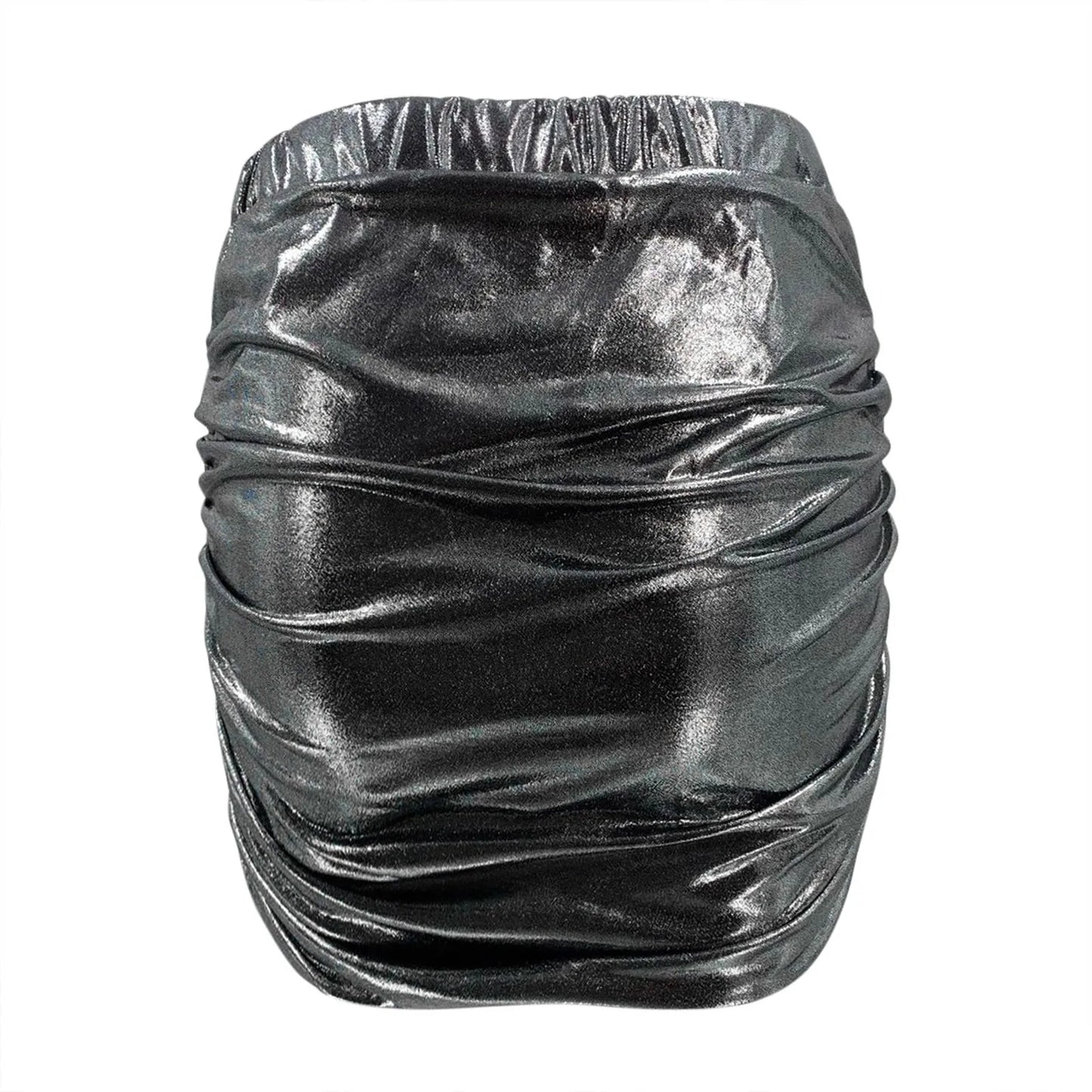 Fashionable, Bold and Beautiful DressShine Bright Like a Disco Ball: The Women's High Waist Metallic Glitter Front Runched Skirt