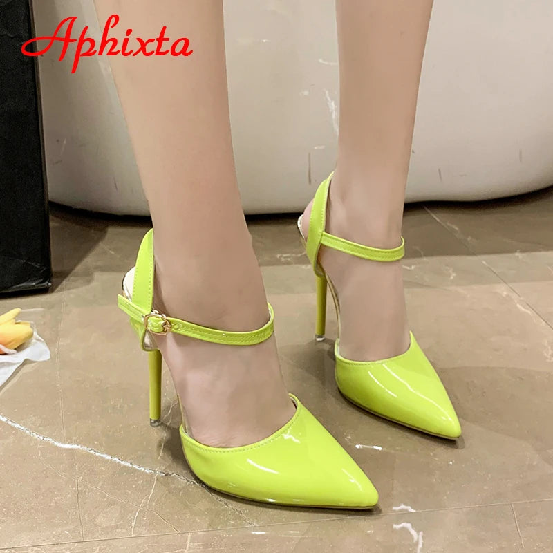 Fashionable, Bold and Beautiful DressWomen's Aphixta 12cm Super High Stiletto Heels Ankle Strap Sandals Pointed Toe Party Heels : Extended Sizes