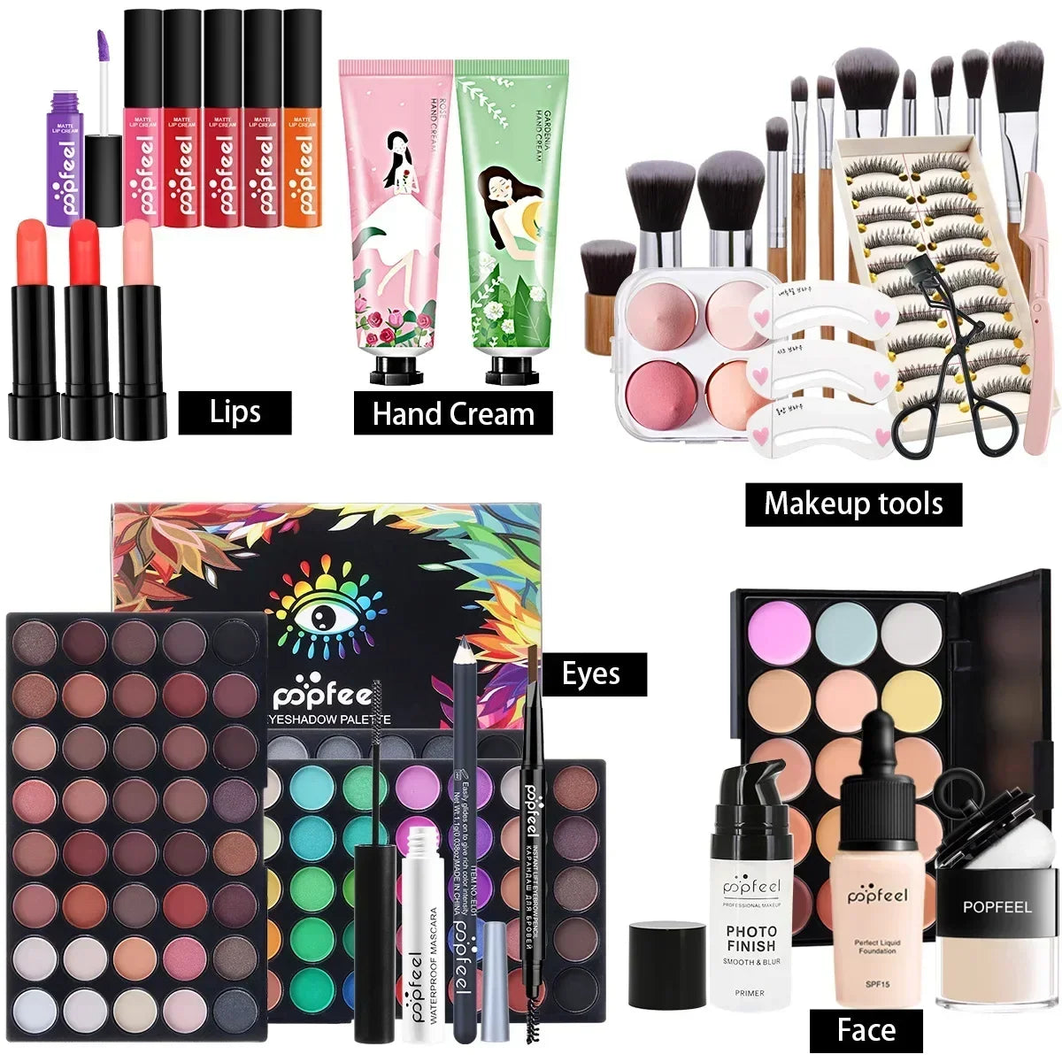 Fashionable, Bold and Beautiful DressPOPFEEL All-in-One Makeup Kit Gift Set with Eyeshadow Palette Foundation Lip Gloss Blush Brushes Eyeliner and More Beauty Gifts
