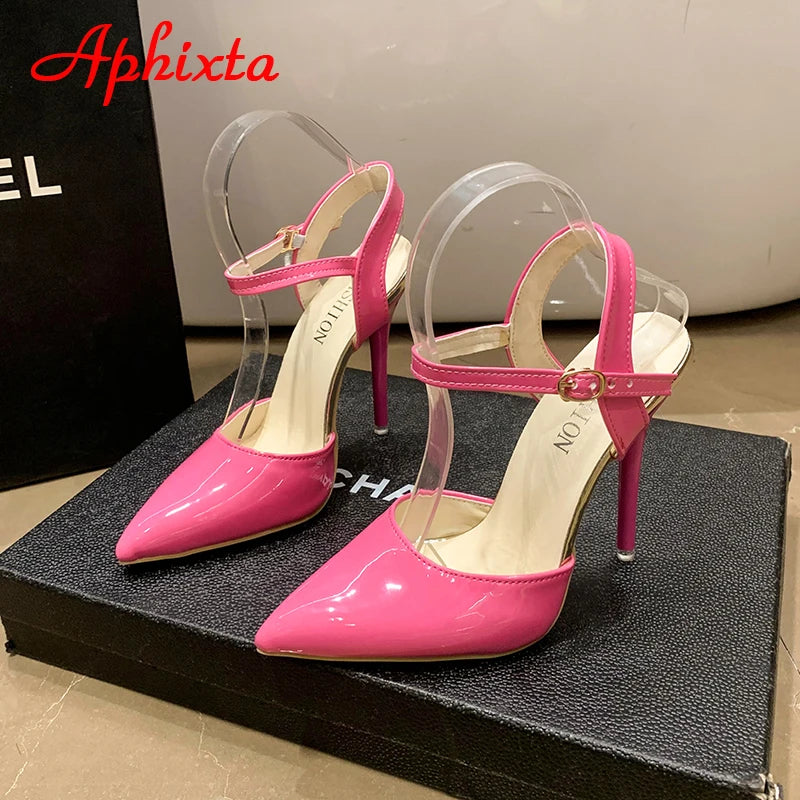 Fashionable, Bold and Beautiful DressWomen's Aphixta 12cm Super High Stiletto Heels Ankle Strap Sandals Pointed Toe Party Heels : Extended Sizes
