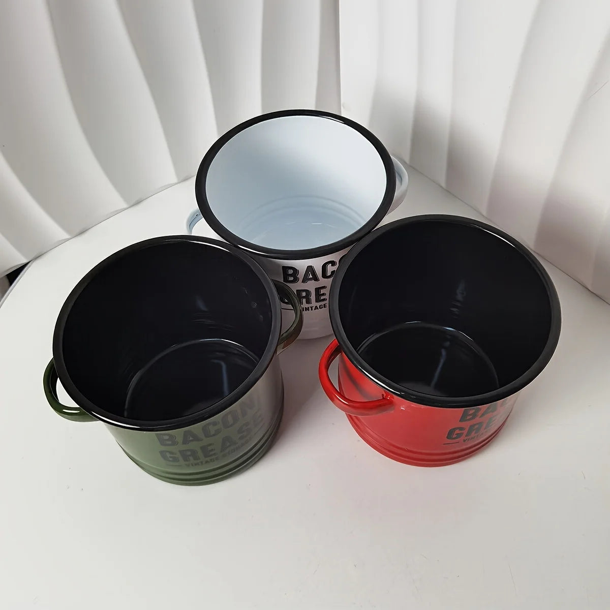 1pc Large Capacity Enamel Oil Pot with Lid - Rust-Resistant Grease Container for Home Kitchen Use Cooking Oil Storage Canister - Just The Fly Way