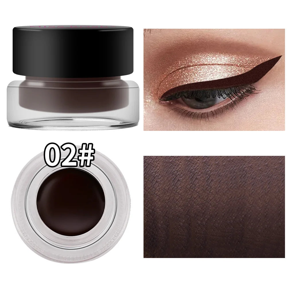 Two-Color, Two-Bottle, Natural, Easy-to-Apply, Sweat-Proof, Waterproof, Durable, Non-Smudging Eyeliner Cream Set