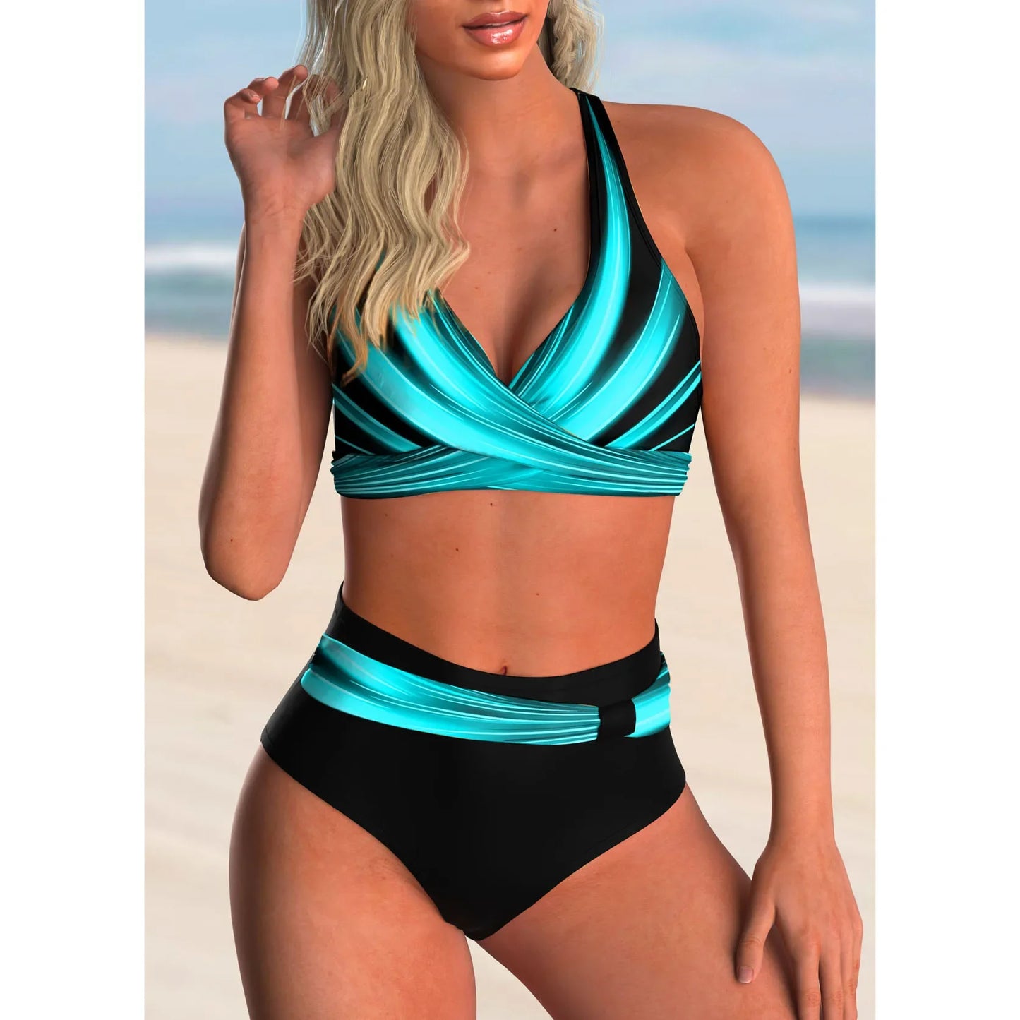 Fashionable, Bold and Beautiful DressWomen Beachwear Stripe Navy Blue Ladies Vest Tankini Swimwear Bathing Suit Two Pieces Bikini Set Swimsuits Beach Beachwear S-6XL