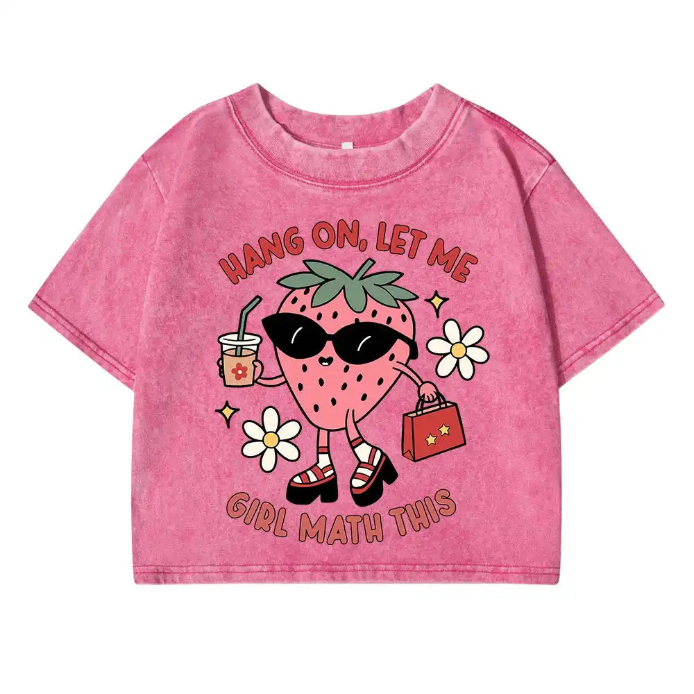 Funny Strawberries Drinking Juice Junior's Crop-Top T-Shirt - Cute & Comfy Graphic Tee - Just The Fly Way