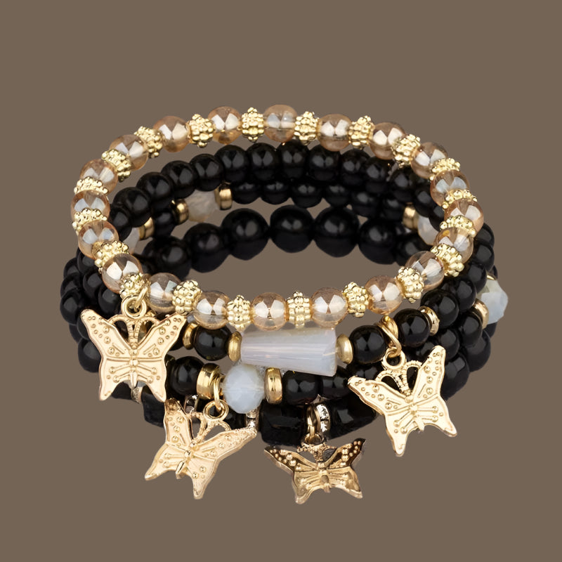 Trendy Butterfly Beaded Four Bracelet Set - Just The Fly Way