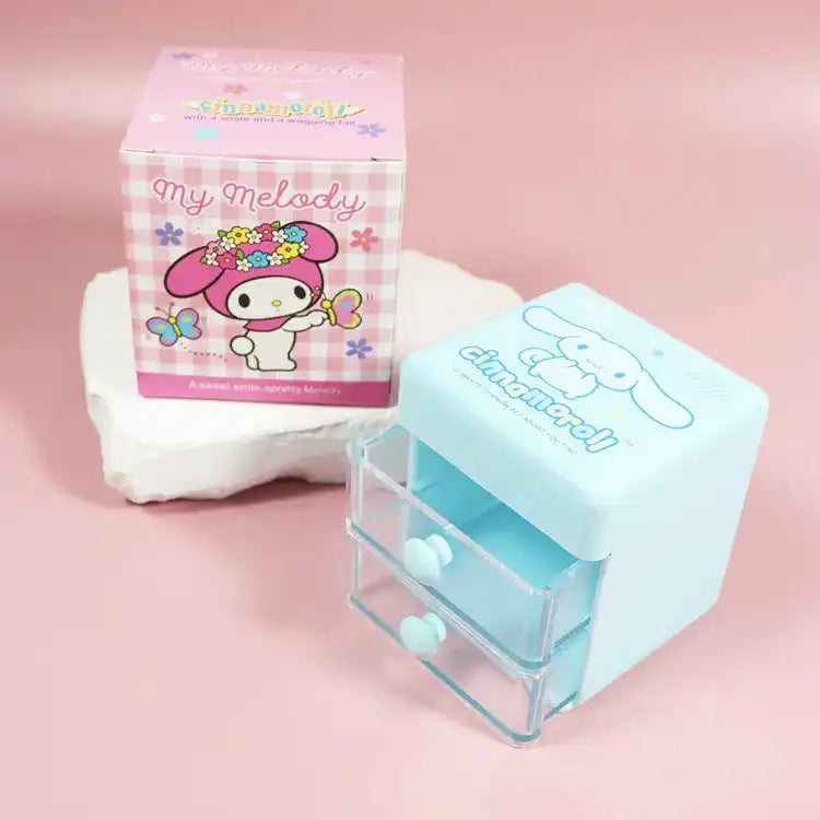 Sanrio Hello Kitty Desktop Storage Box Double Drawer Jewelry Storage Box Cartoon Kitty Cat Mini Sundries Finishing Boxes Gift