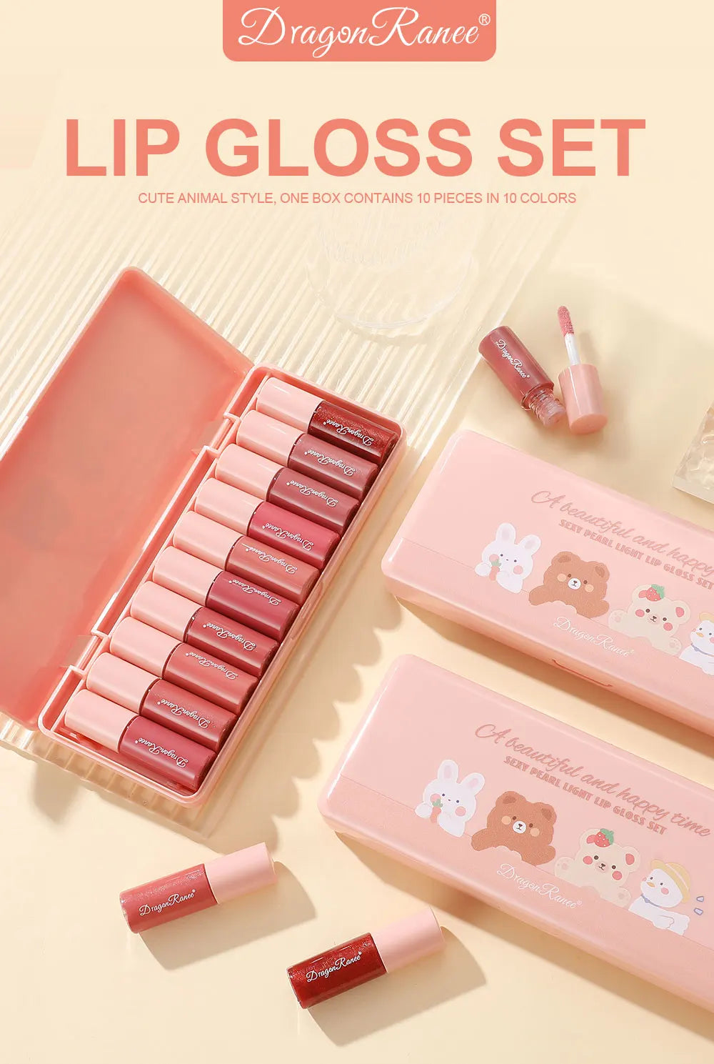 10-Piece Set with Fine Glitter Lip Gloss, Easy-To-Color Lip Glaze, Lipstick, Non-Stick Cup, Non-Fading Lip Gloss, Moisturizing Glitter Lip Gloss, Glass Lip Glitter, Pearlescent Glitter Lip Gloss, Lip Glaze Set - Just The Fly Way
