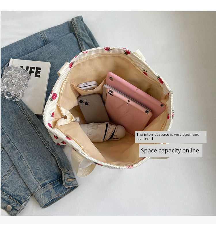 Strawberry Summer Little Fresh Canvas Easiest for Match Shoulder Bag - Just The Fly Way