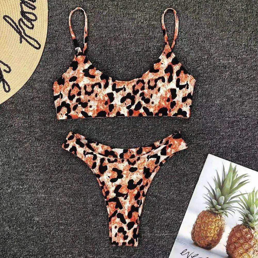 Animal Print Classic Bikini, Push Up Top, Brazilian Cut Bottom Bikini Set - Just The Fly Way