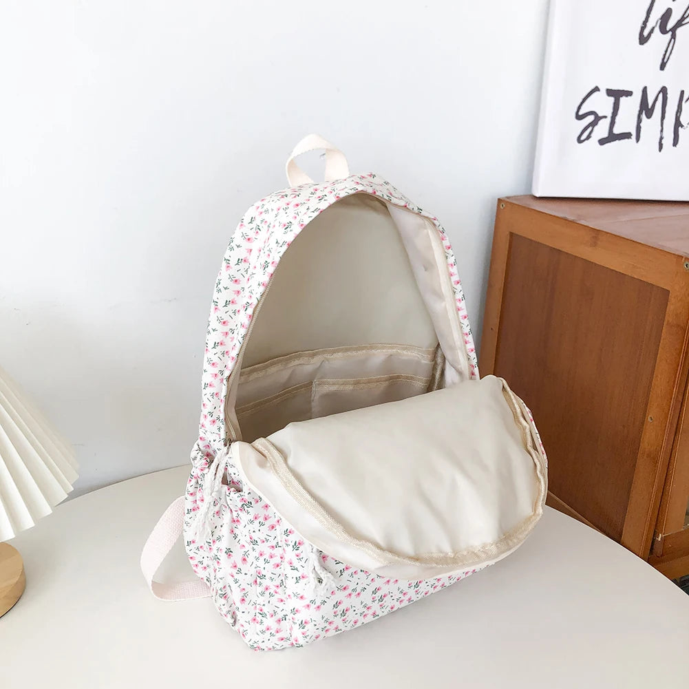 Casual Floral Prints Women Backpack Girls Bookbags Large Capacity Students School Bags Travel Backpack Mochilas with Pendants - Just The Fly Way