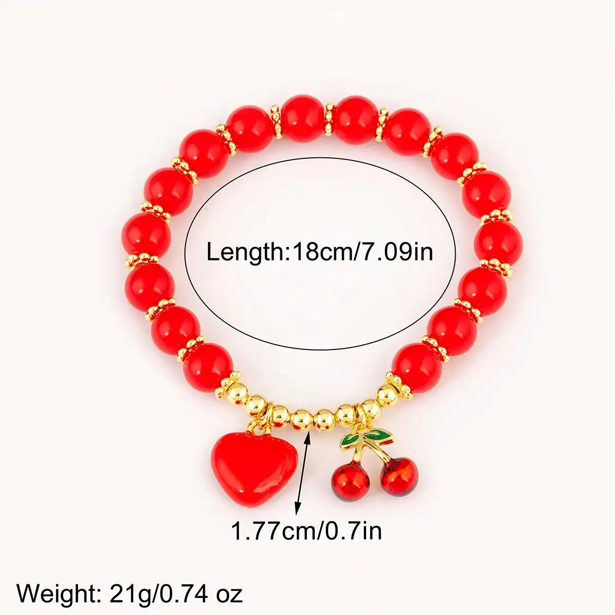 Cherry and Heart Red Beaded Chain Bracelet in 3 Fashion Styles – Trendy Jewelry - Just The Fly Way