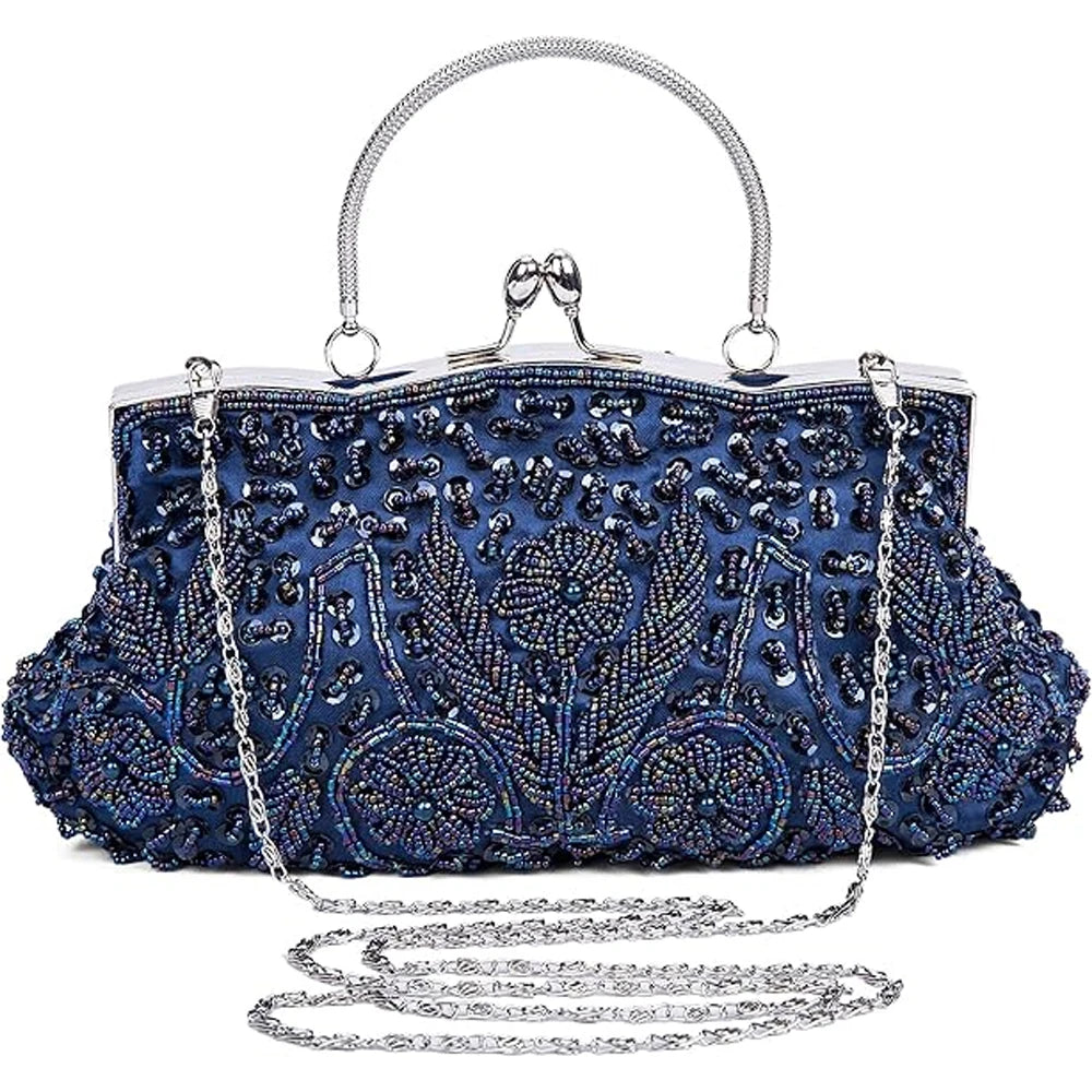 Fashion Retro Women Evening Bags Beaded Ladies Clutch Purse Shoulder Chain Wedding Party Women's Handbag Purses and Handbags - Just The Fly Way