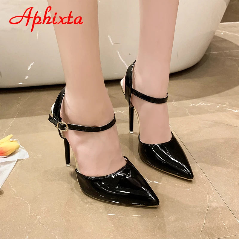Fashionable, Bold and Beautiful DressWomen's Aphixta 12cm Super High Stiletto Heels Ankle Strap Sandals Pointed Toe Party Heels : Extended Sizes