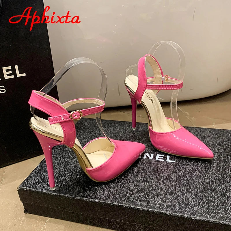 Fashionable, Bold and Beautiful DressWomen's Aphixta 12cm Super High Stiletto Heels Ankle Strap Sandals Pointed Toe Party Heels : Extended Sizes