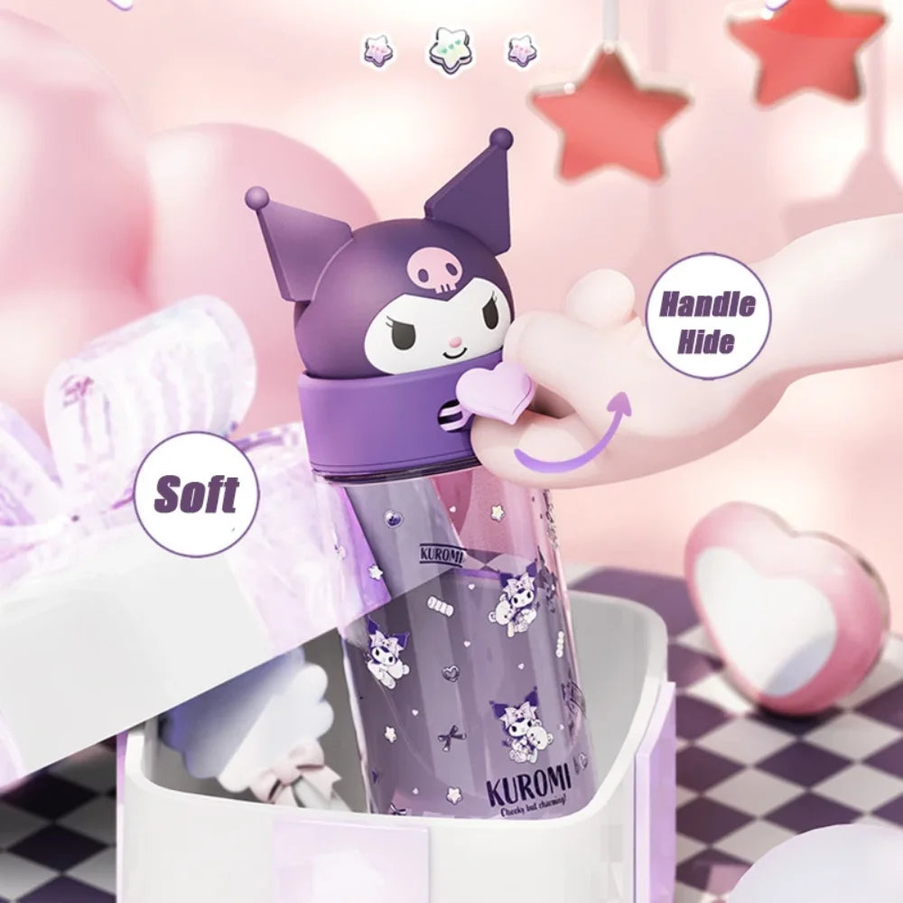 Kawaii Sanrio Hello Kitty Kuromi Cinnamon Roll Melody Transparent 500ml Water Bottle