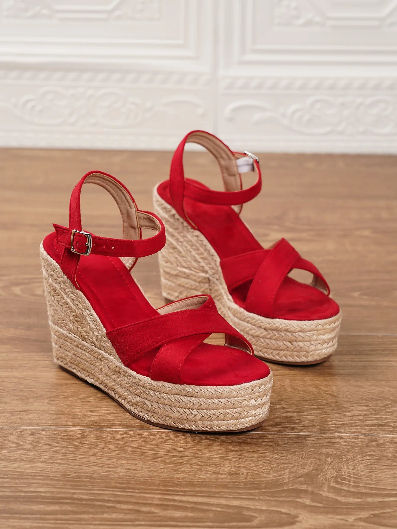 Women's Suede Wedge Peep-toe Bohemian Platform Sandals