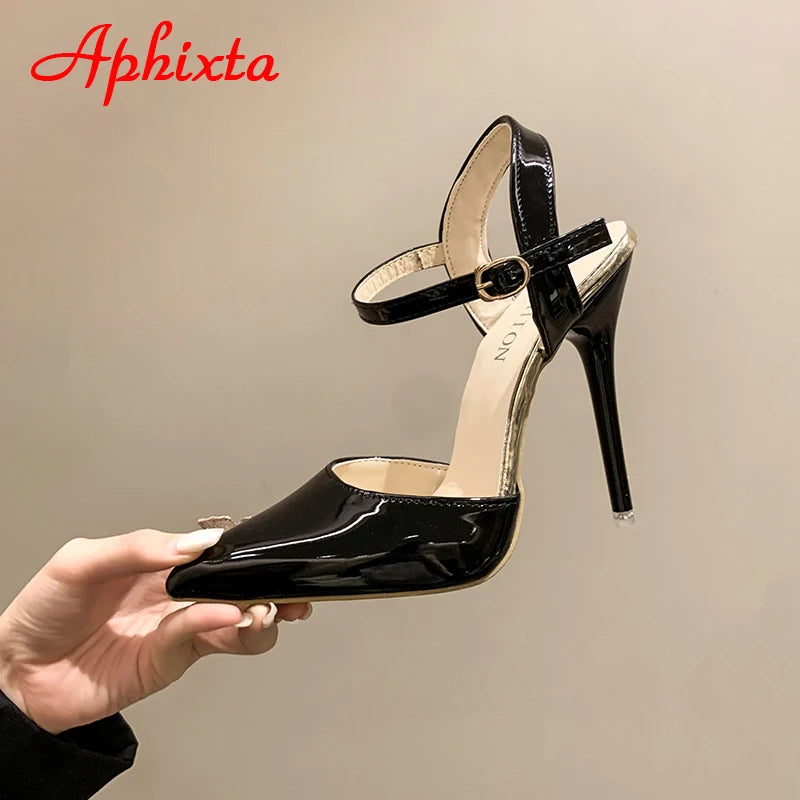 Fashionable, Bold and Beautiful DressWomen's Aphixta 12cm Super High Stiletto Heels Ankle Strap Sandals Pointed Toe Party Heels : Extended Sizes
