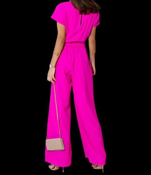 Lightweight Romper, V-Neck, Short Sleeves, and Belt - Just The Fly Way