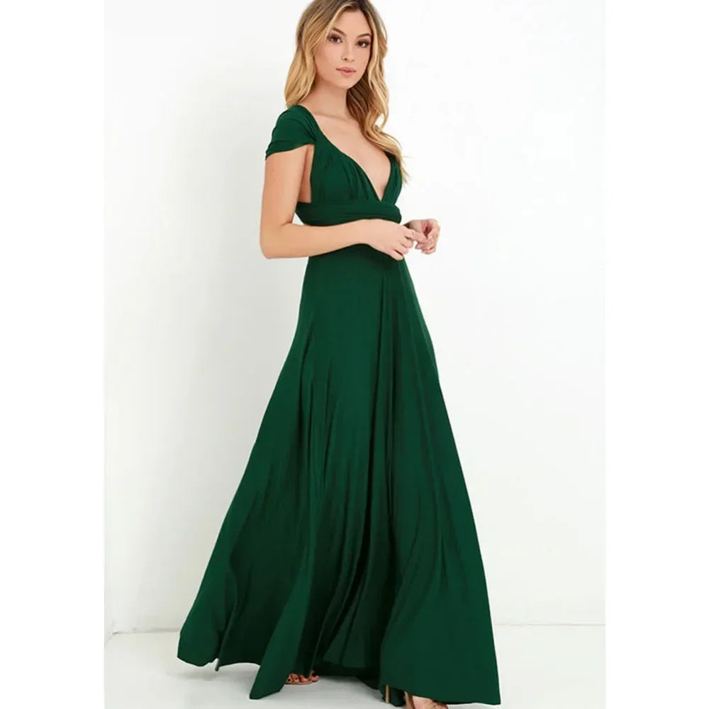 Fashionable, Bold and Beautiful DressWomen's Fashion V-neck Sleeveless Ankle-Length Slim Fit Bohemian Style Summer Maxi Dress