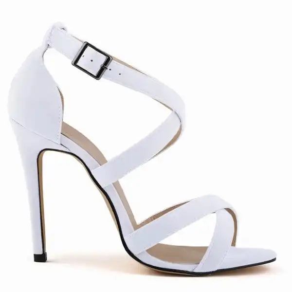 New Sexy Women Sandals Fashion Open Toe Ankle Straps High Heels Summer 11cm Thin Heel Party Dress Shoes Plus Size
