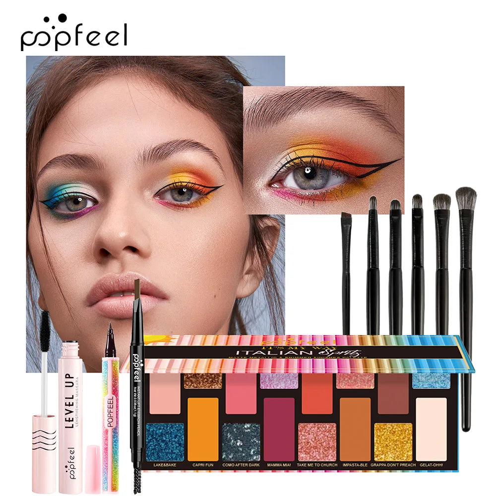 Fashionable, Bold and Beautiful DressPOPFEEL All-in-One Makeup Kit Gift Set with Eyeshadow Palette Foundation Lip Gloss Blush Brushes Eyeliner and More Beauty Gifts