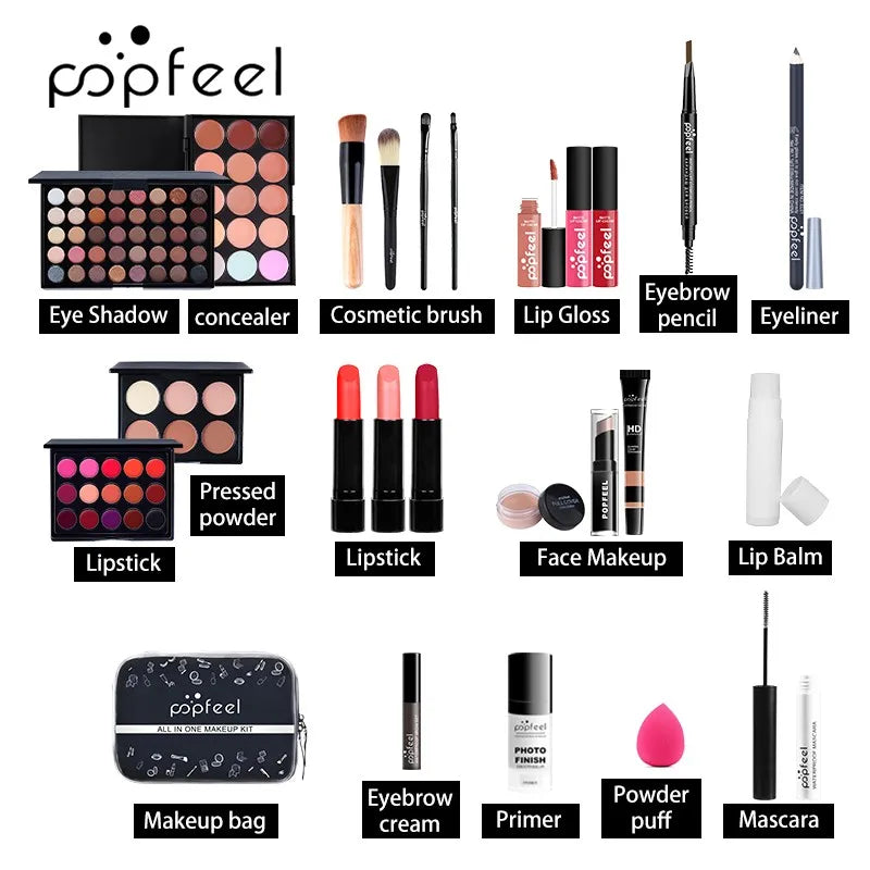 Fashionable, Bold and Beautiful DressPOPFEEL All In One Makeup Kit for Women Full Kit Set, All in One Makeup Sets Include Eyebrow Eyeliner Eyeshadow
