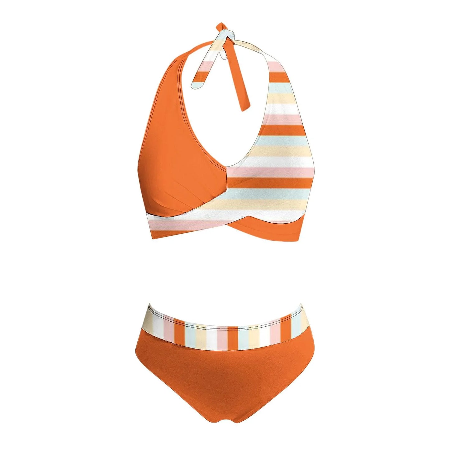 Fashionable, Bold and Beautiful Dressbikini Beach Colour Block Floral Printed Women's Swimsuit High Waist Two Piece For Teenagers biquinis feminino tendência 2024