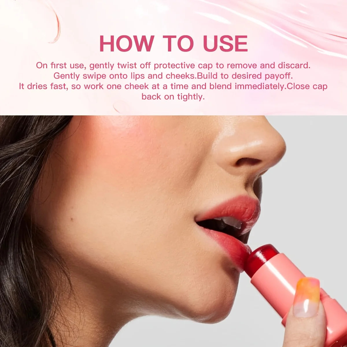 Fashionable, Bold and Beautiful Dress4 Colors Jelly Blush Stick Lip Balm Eyeshadow 3-in-1 Multi-Use Matte Blush Moisturize Brighten Lip Gloss