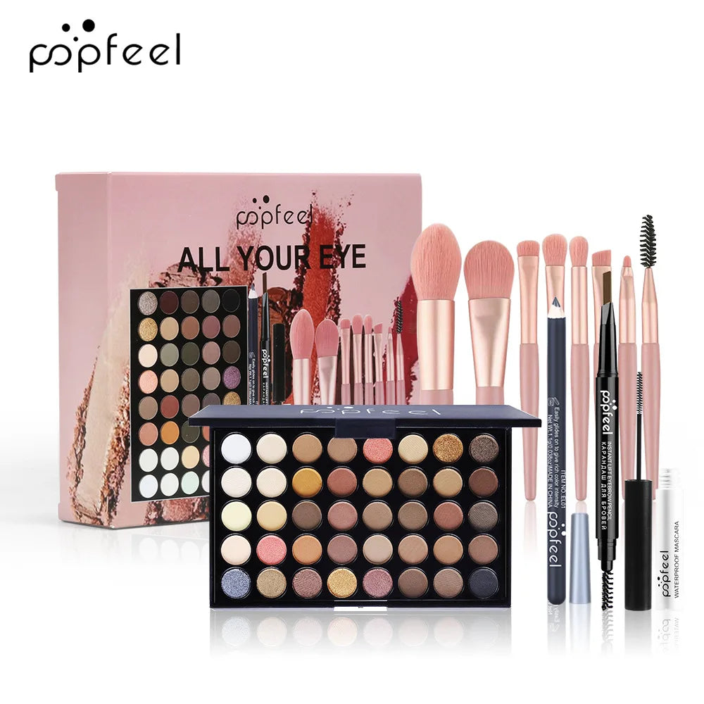 Fashionable, Bold and Beautiful DressPOPFEEL All-in-One Makeup Kit Gift Set with Eyeshadow Palette Foundation Lip Gloss Blush Brushes Eyeliner and More Beauty Gifts