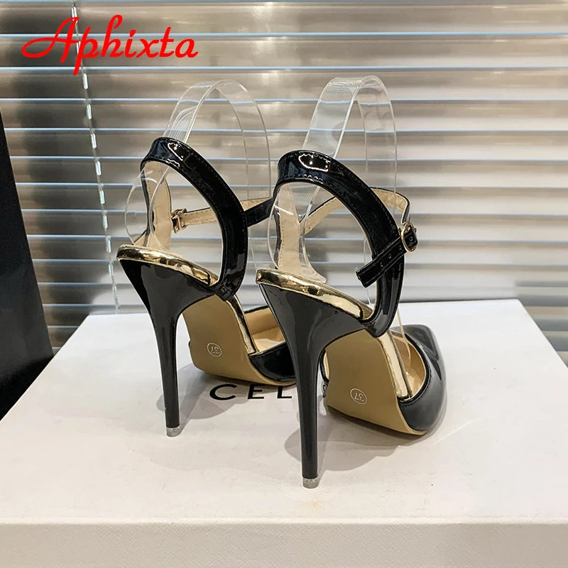 Fashionable, Bold and Beautiful DressWomen's Aphixta 12cm Super High Stiletto Heels Ankle Strap Sandals Pointed Toe Party Heels : Extended Sizes