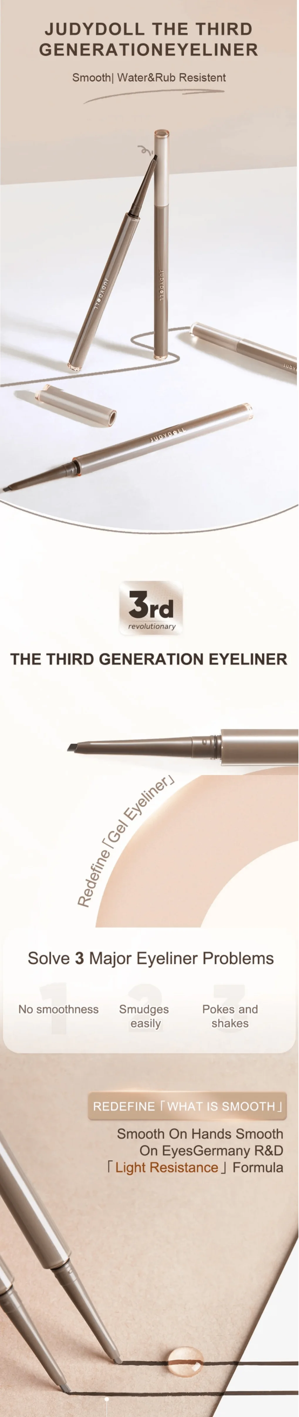 Fashionable, Bold and Beautiful DressJudydoll Knife-Cut Gel Eyeliner Pencil – Precise Triangle Detailing, Smooth & Beginner-Friendly