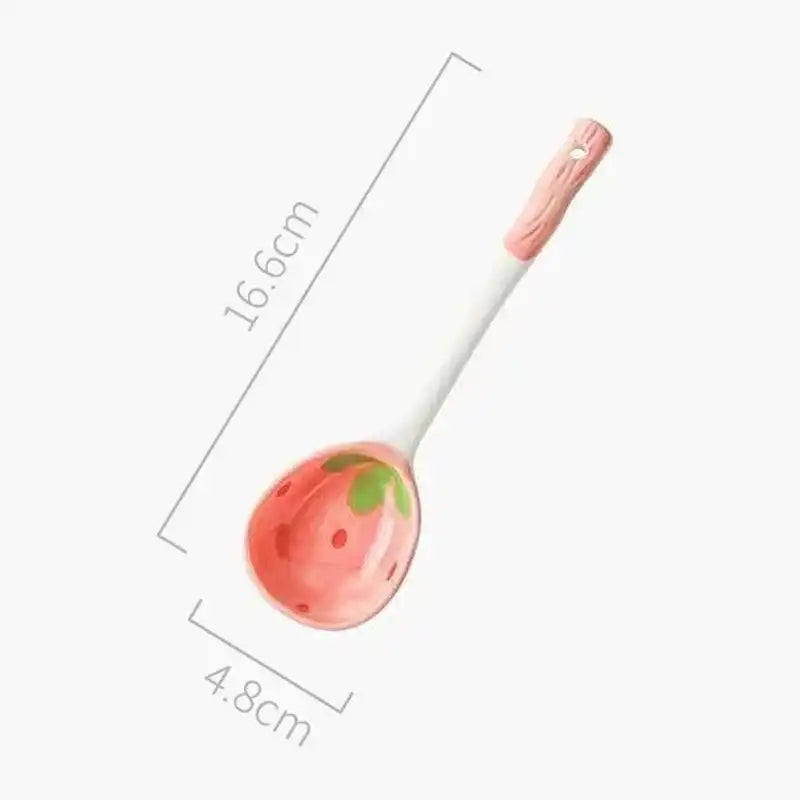 Cute Strawberry Ceramic Anti-scald Bowls and Spoon - Just The Fly Way